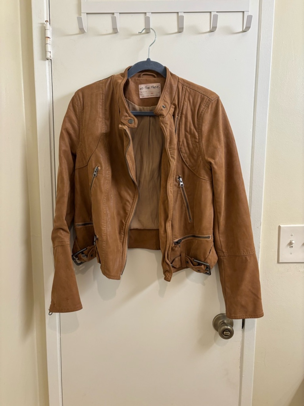 We The Free Faux Leather Moto Jacket - Tan Brown
